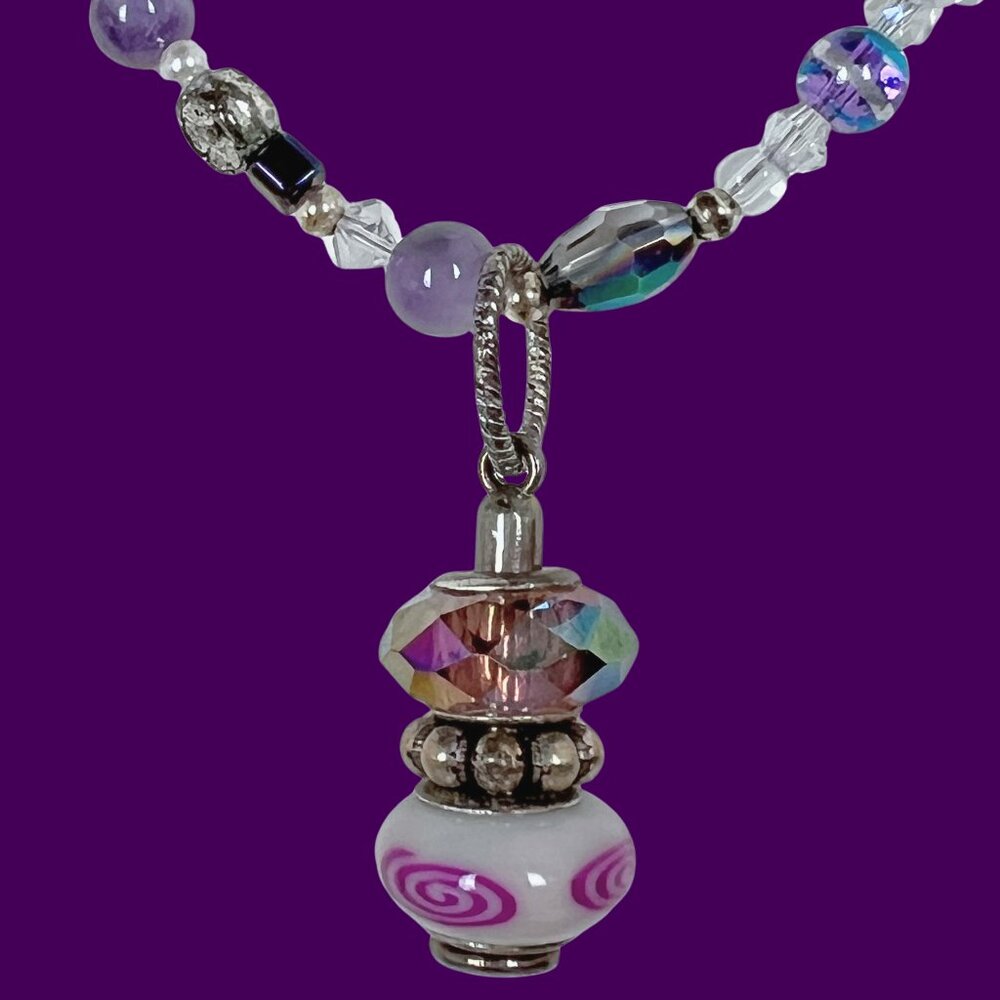 Artisan Beaded Necklace/Choker with Ceramic Pendant Host Pick - Picture 2 of 8